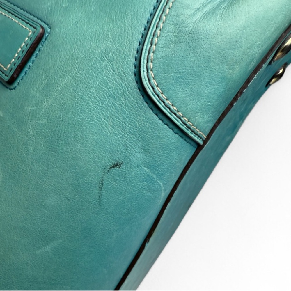 Rare Vintage COACH 11048 Hampton Blue Leather Large Shoulder Bag Tote Expandable - Picture 6 of 13